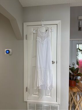 Democracy White Midi Dress with Crochet Yoke